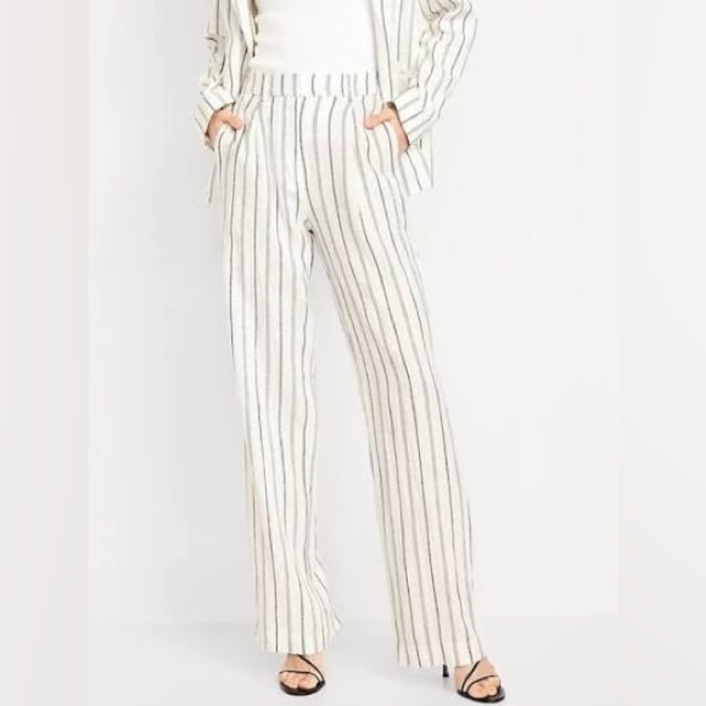 Old Navy Extra High-Waisted Linen-Blend Taylor Wide-Leg Trouser Pants